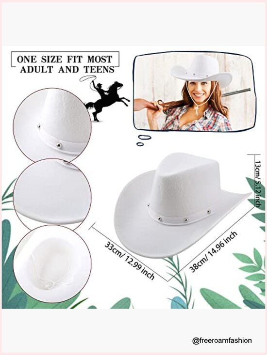 4 Pack Felt Cowboy Hats with Neck Drawstring for Western Party Costume main image 6